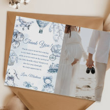 Toile De Jouy Baby Shower Feest Dankkaart