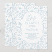Toile De Jouy Baby shower Invitation garçon (Devant / Derrière)