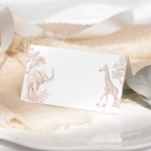 Toile de jouy baby shower Safari Carte Place
