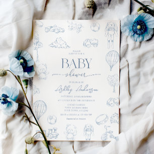Toile De Jouy Babykamer Baby Shower met Strik Jong Kaart