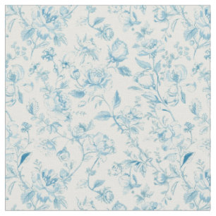 Toile de jouy Blauw Chinoiserie Pioenrozen Bloemmo Stof