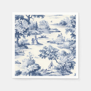 Toile de jouy, blauw en wit, porselein, servet