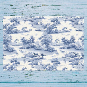 Toile de Jouy Blauw Frans rustiek weiland Tissuepapier