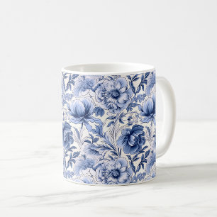Toile de Jouy. Blauwe Franse toile. Koffiemok
