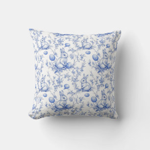 Toile De Jouy Blauwe Paashaas Kussen