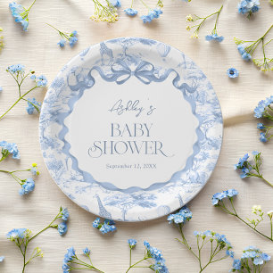 Toile de Jouy Blauwe Safari Dieren Baby shower Papieren Bordje