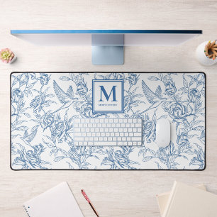 Toile de Jouy bleue monogramme français personnali