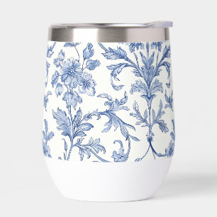 Toile de Jouy bleue motif floral de style campagna