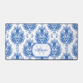 Toile de Jouy Bleue Motif Nom Monogramme (Recto)