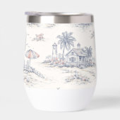 Toile de Jouy Bleue Tropicale Côtière Monogramme (Droite)