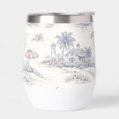 Toile de Jouy Bleue Tropicale Côtière Monogramme (Gauche)