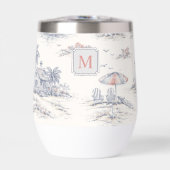 Toile de Jouy Bleue Tropicale Côtière Monogramme (Avant)