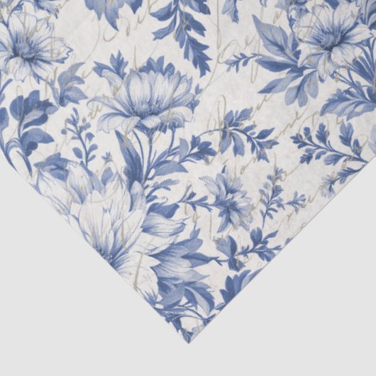 Toile de Jouy Bloemen Blauw Wit Ephemera Decoupage Tissuepapier (Detail)