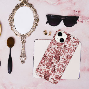 Toile de Jouy Bloemen fazanten Rode Vintage Case-Mate iPhone 14 Hoesje