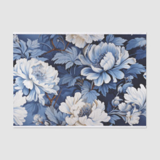 Toile de Jouy bloemen in blauw op leeftijd Tissuepapier