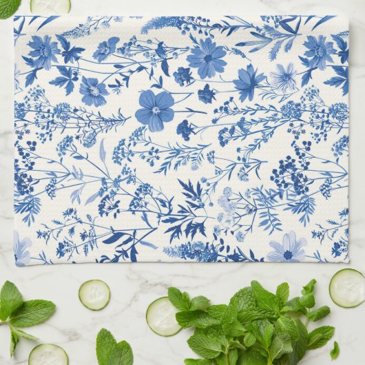 Toile De Jouy bloemmotief Theedoek (Gevouwen)