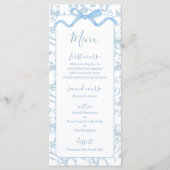 Toile de jouy Blue Baby Shower Boy Menu Card (Devant)