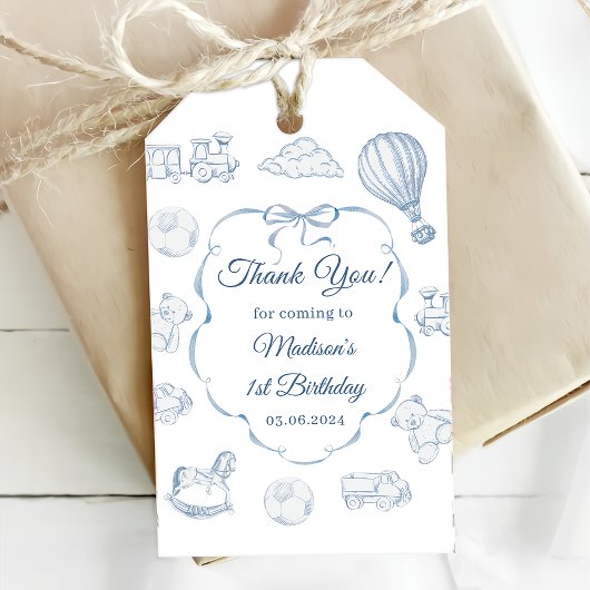Toile De Jouy Blue Bow Birthday Party  Cadeaulabel