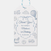 Toile De Jouy Blue Bow Birthday Party  Cadeaulabel (Achterkant)