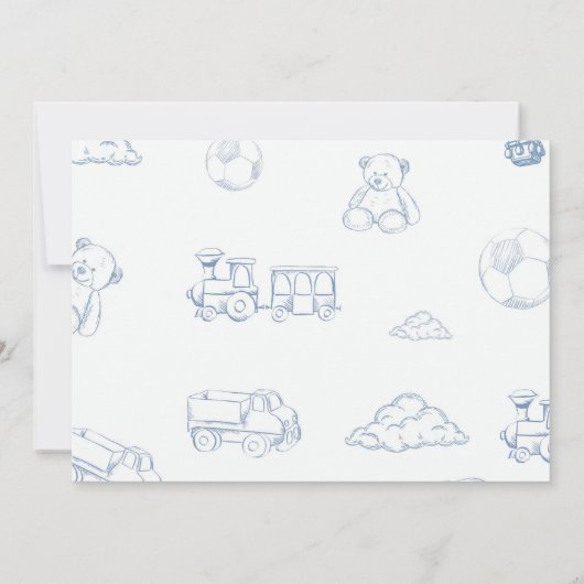 Toile De Jouy Blue Bow Birthday Party Photo Kaart (Achterkant)