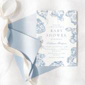 Toile de Jouy Blue Boy Baby shower Uitnodiging
