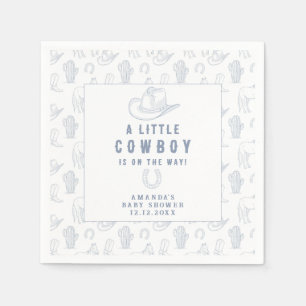 Toile de Jouy Blue Cowboy Western Baby shower Servet