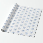 Toile de Jouy Blue Elegant Bow Cadeaupapier (Uitgerold)