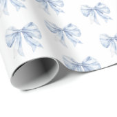 Toile de Jouy Blue Elegant Bow Cadeaupapier (Rol Hoek)