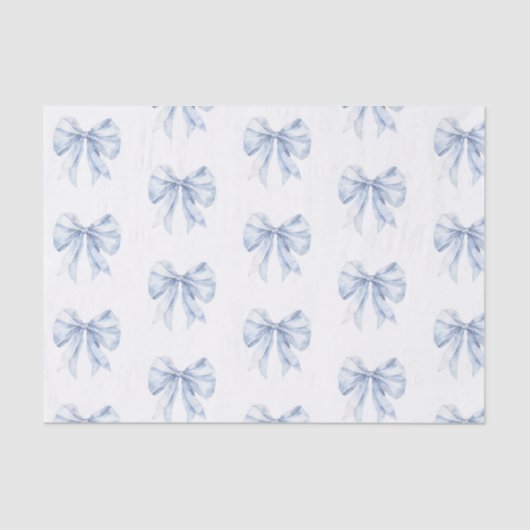 Toile de Jouy Blue Elegant Bow Tissuepapier (Voorkant)