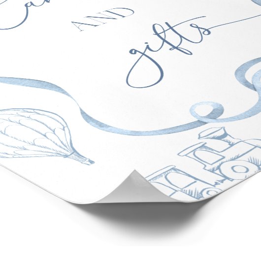 Toile de Jouy Blue Nursery Kaarten en geschenken Poster (Hoek)