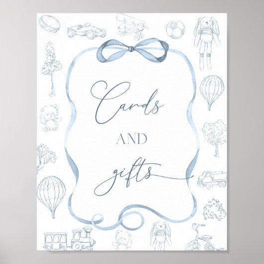 Toile de Jouy Blue Nursery Kaarten en geschenken Poster (Voorkant)