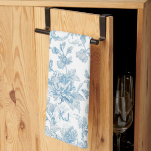 Toile-de-jouy Chinoiserie Blauw Bloempatroon Theedoek