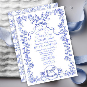 Toile de Jouy Chinoiserie Paard Jongen Babyfeestje Kaart