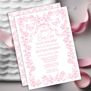 Toile de Jouy Chinoiserie Vlinders Baby Shower Kaart