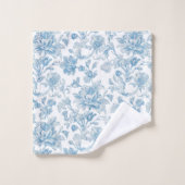 Toile-de-jouy Chinoiseries Blue Floral Pattern (Gant de toilette)