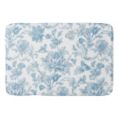 Toile-de-jouy Chinoiseries Blue Floral Pattern Badmat (Voorkant)