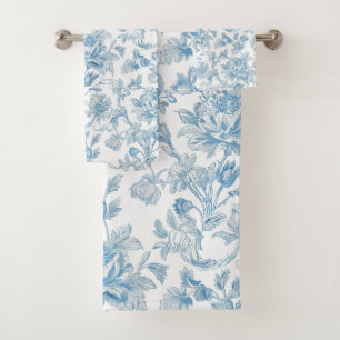 Toile-de-jouy Chinoiseries motif floral bleu