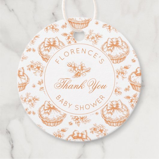 Toile de Jouy Cutie Pie genderneutraal bedankt Bedankjes Labels (Voorkant)