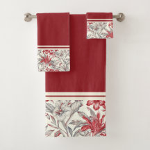 Toile de Jouy Diep Rood en Grijs Bloemlelies