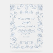 Toile de Jouy Douche nuptiale bleue Bienvenue (Recto)
