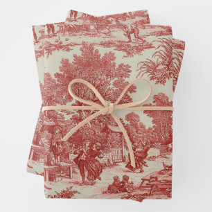 Toile de Jouy Fabric Inpakpapier Vel