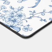 Toile de Jouy Fleurie Bleue Monogramme Nom (Coin)