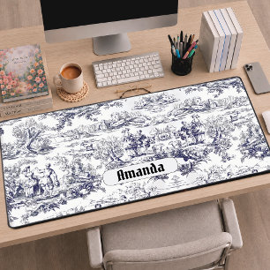Toile de Jouy Florale Monogramme Noir Vintage
