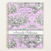 Toile de Jouy Florale Rose Vintage Monogramme (Devant)