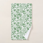 Toile de Jouy Florale Verte et Blanche Chinoiserie (Serviette à main)