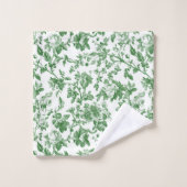 Toile de Jouy Florale Verte et Blanche Chinoiserie (Gant de toilette)