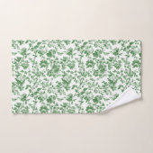 Toile de Jouy Florale Verte et Blanche Chinoiserie (Serviette à main)