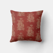 Toile de jouy Frans Land Rood Linnen Kussen (Achterkant)