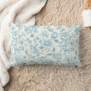 Toile de jouy Franse Chinoiserieën Pioenrozen Bloe Kussen