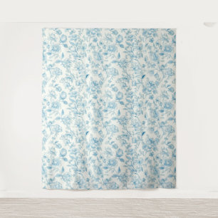 Toile de jouy Franse Chinoiserieën Pioenrozen Bloe Wandkleed
